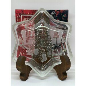 VTG Mikasa Crystal Holiday Classics 9.25” Christmas Star Tree Sweet Dish Frosted